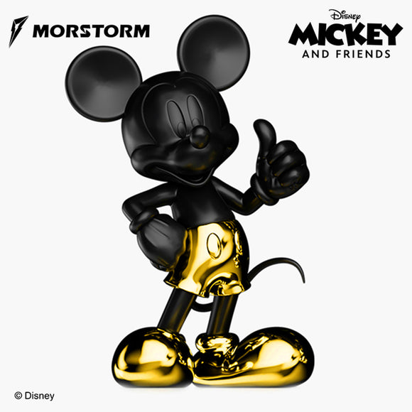 Morstorm Disney Mickey and Friends Disney Art Statue Series Mickey Mouse Thumb Up (Black & Gold Chrome) 11