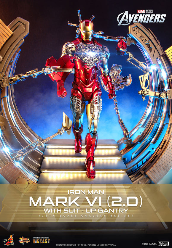 Hot Toys Marvel Comics The Avengers Iron Man Mark VI (2.0) with Suit-Up Gantry Diecast 1/6 Scale 12