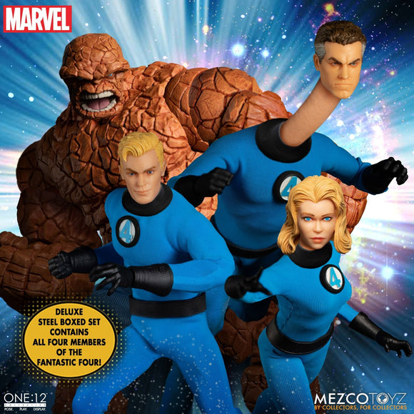 Mezco Toyz One:12 Collective Marvel Comics Fantastic Four Deluxe Steel Boxed Set 1/12 Scale Action Figure Set