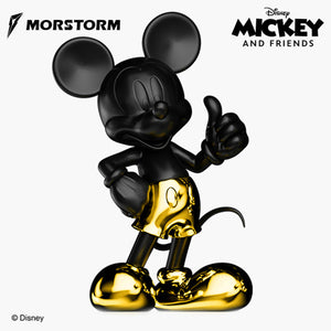 Morstorm Disney Mickey and Friends Disney Art Statue Series Mickey Mouse Thumb Up (Black & Gold Chrome) 11" Polystone Statue