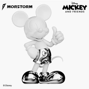 Morstorm Disney Mickey and Friends Disney Art Statue Series Mickey Mouse Thumb Up (White & Silver Chrome) 11" Polystone Statue