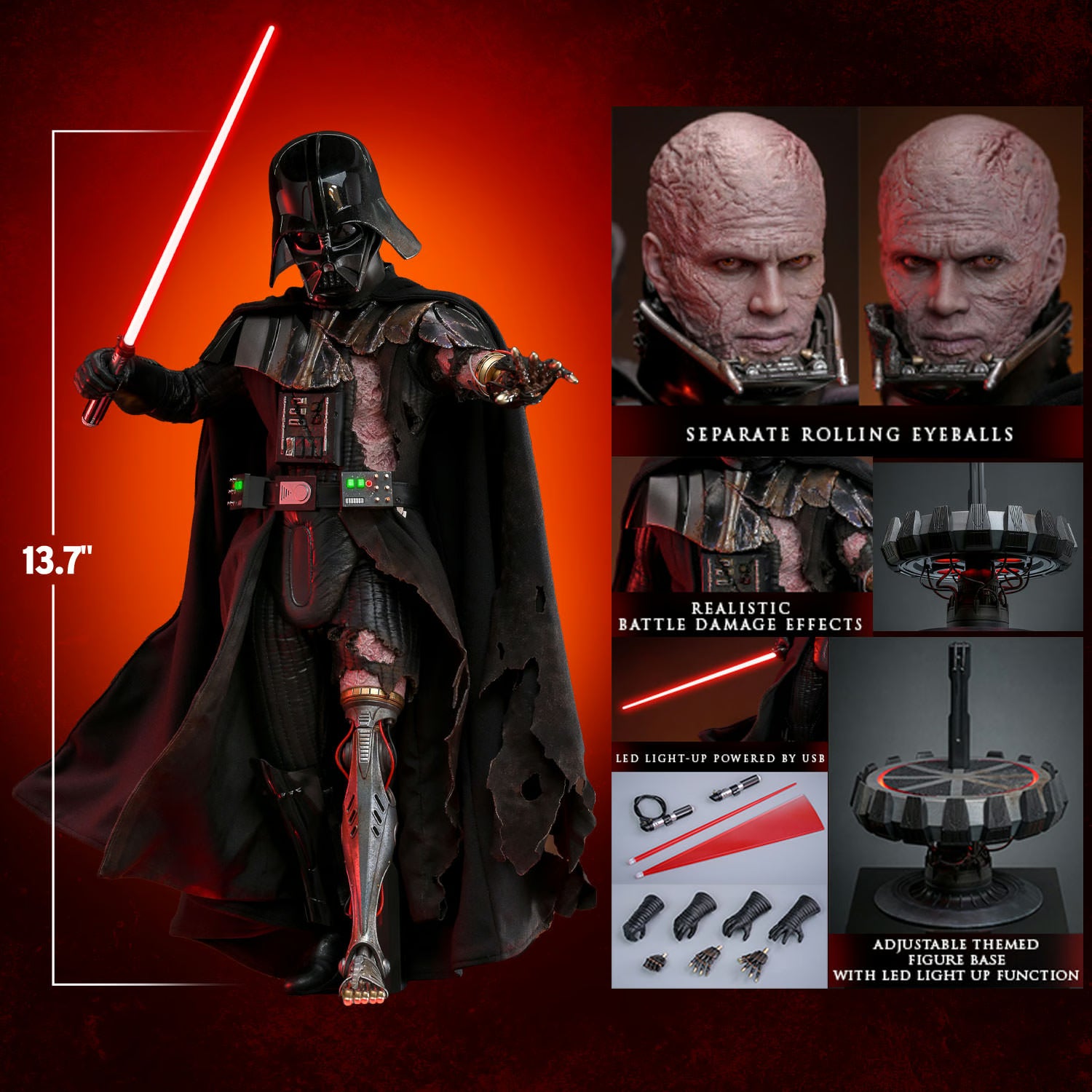 Hot Toys Star Wars Darth Vader (Battle Damaged) DX44 1/6 Scale 12