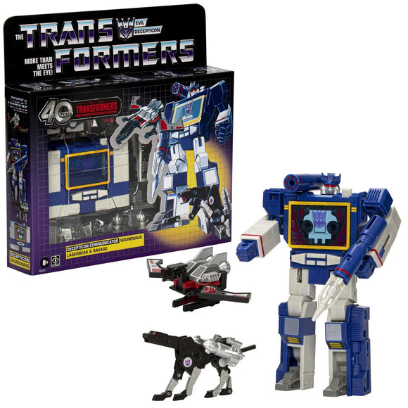 Hasbro Transformers Retro G1 40th Anniversary Decepticon Soundwave, Laserbeak, & Ravage Action Figure Set
