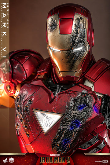 iron man 2 with iron man helmet Hot Toys Marvel Comics Iron Man 2 Iron Man Mark VI 1/4 Quarter Scale C – Maybang's Collectibles