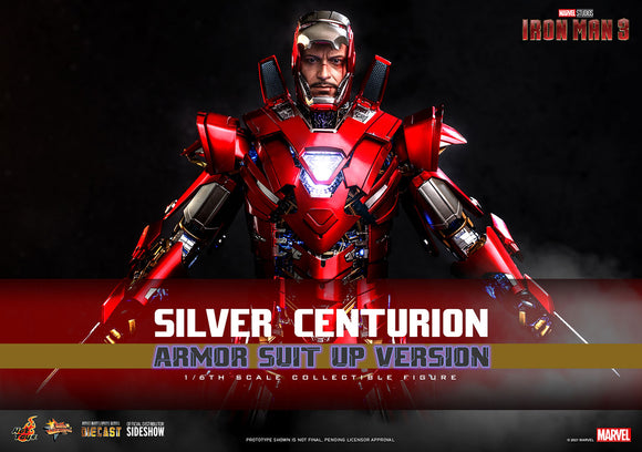 Hot Toys Marvel Comics Iron Man 3 Iron Man Silver Centurion (Armor Suit Up Version) Diecast 1/6 Scale 12