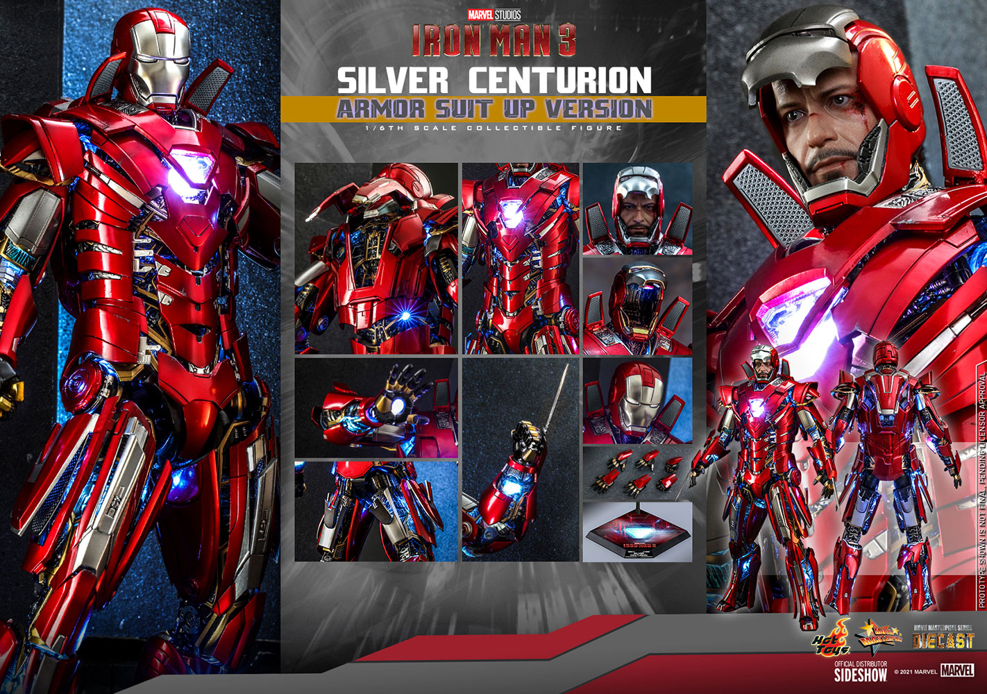 Hot Toys Marvel Comics Iron Man 3 Iron Man Silver Centurion (Armor