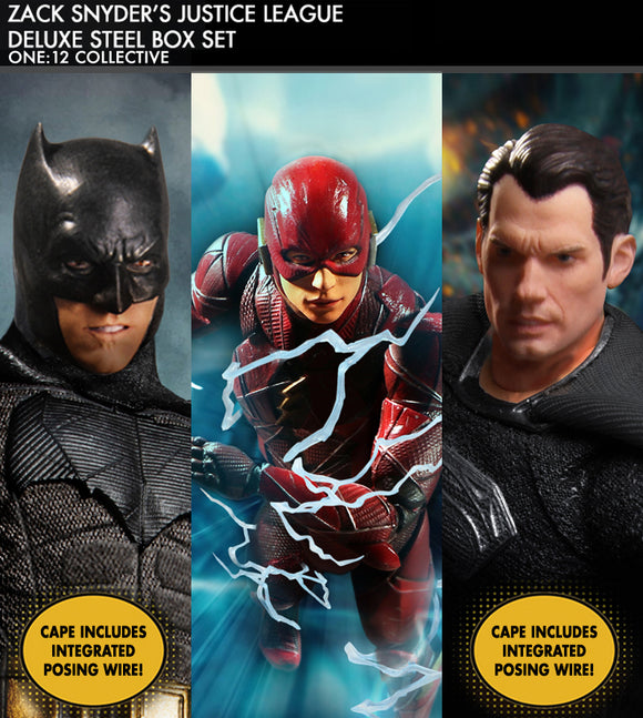 Mezco Toyz One:12 Collective DC Comics Zack Snyder’s Justice League Deluxe Superman, Flash & Batman Steel Boxed Set
