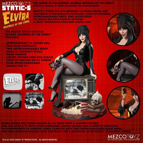 Mezco Toyz Static-6 Elvira Mistress of the Dark 1/6 Scale Statue