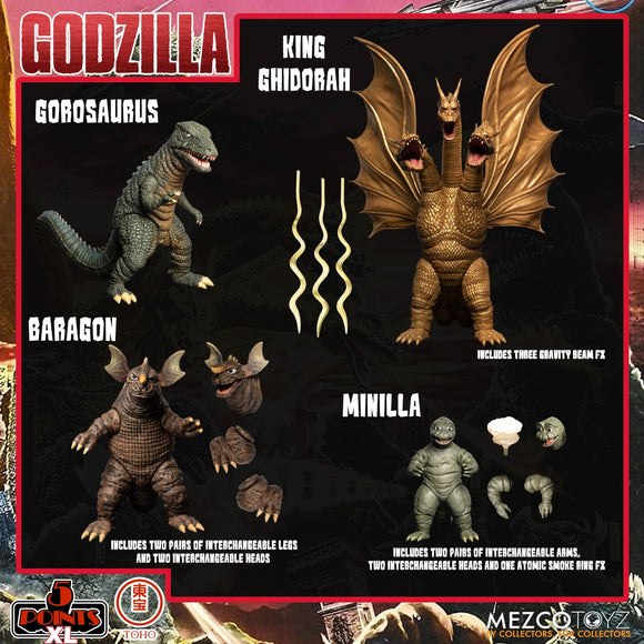 Mezco Toyz 5 Points XL Godzilla Destroy All Monsters (1968) - Round 2 Boxed Set