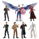 Hasbro Disney+ Marvel Legends Wave 1 Set of 7 Figures Captain America (Sam Wilson/Falcon), John Walker (U.S. Agent), Baron Zemo, Bucky Barnes (Winter Soldier), Loki, Scarlet Witch & Vision (Captain America Flight Gear BAF)