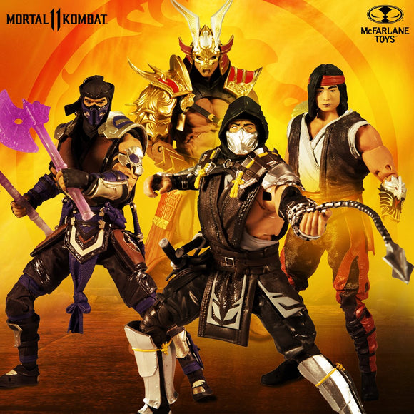 McFarlane Mortal Kombat Series 5 Action Figure Set of 4 Liu Kang, Shao Kahn, Scorpion in the Shadows Variant & Sub-Zero Winter Purple Variant