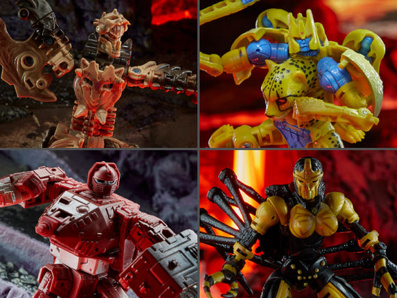 Hasbro Transformers War for Cybertron Kingdom Deluxe Set of 4 Figures Paleotrex, Cheetor, Warpath & Blackarachnia