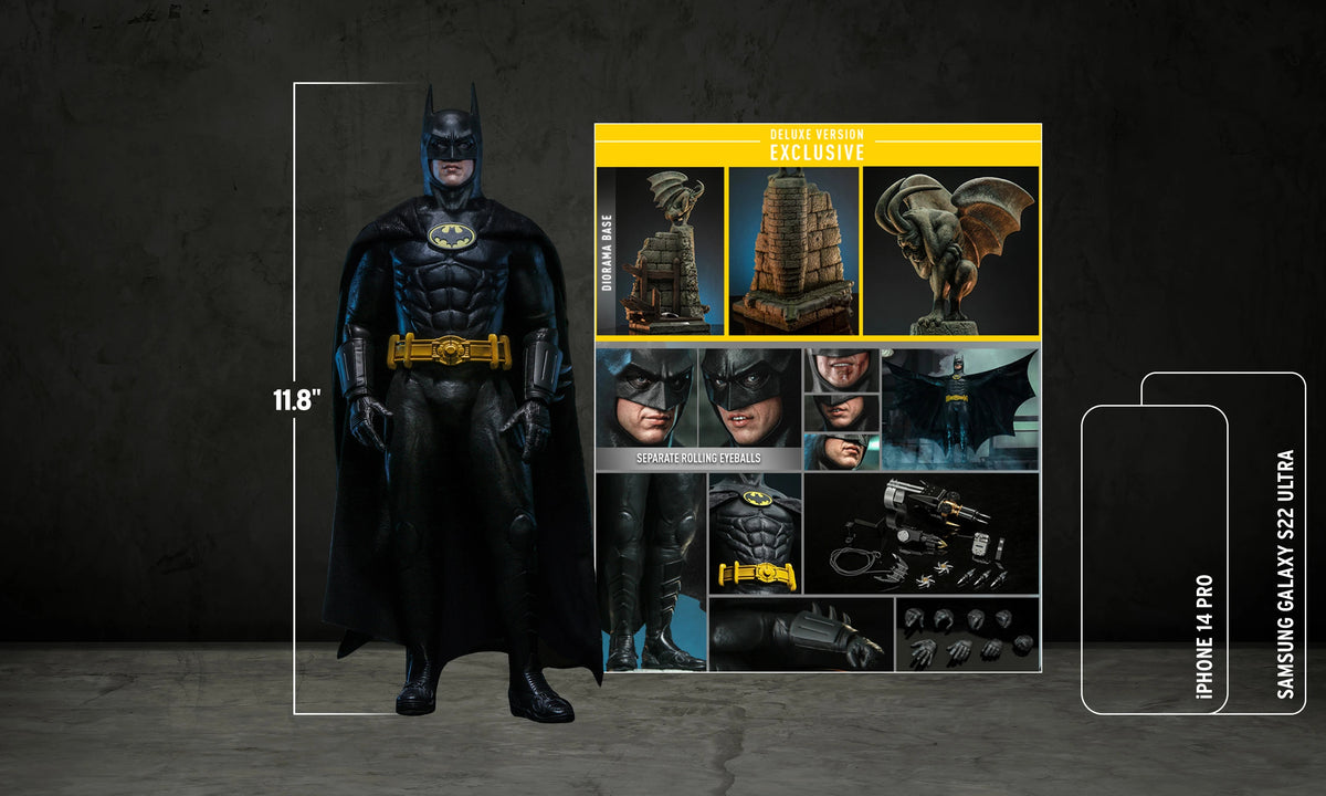 HOT TOYS Batman 1989 – Figura Action Deluxe 1:6 – Michael Keaton Edizione Da Collezione Con Diorama