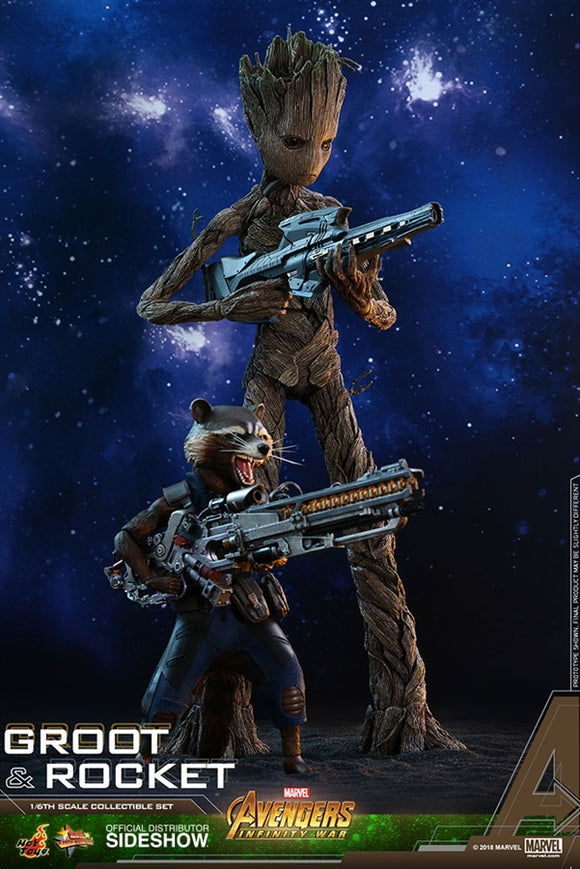 Hot Toys Marvel Avengers Infinity War Groot & Rocket 1/6 Scale Figure Set