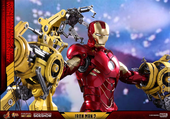 Hot Toys Marvel Iron Man 2 Iron Man Mark IV Diecast Figure with Suit-up Gantry 1/6 Scale Figure Set