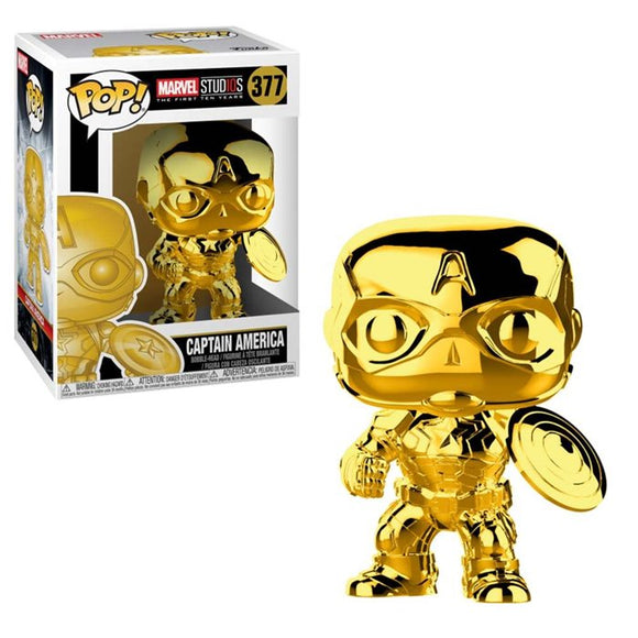 Funko Pop Marvel Studios 10th Anniversary Captain America (Gold Chrome) Figure