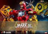 Hot Toys Marvel Comics Iron Man 2 Iron Man Mark IV with Suit-Up Gantry 1/4 Quarter Scale Collectibles Figure Set