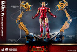 Hot Toys Marvel Comics Iron Man 2 Iron Man Mark IV with Suit-Up Gantry 1/4 Quarter Scale Collectibles Figure Set