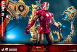 Hot Toys Marvel Comics Iron Man 2 Iron Man Mark IV with Suit-Up Gantry 1/4 Quarter Scale Collectibles Figure Set