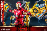 Hot Toys Marvel Comics Iron Man 2 Iron Man Mark IV with Suit-Up Gantry 1/4 Quarter Scale Collectibles Figure Set