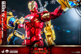 Hot Toys Marvel Comics Iron Man 2 Iron Man Mark IV with Suit-Up Gantry 1/4 Quarter Scale Collectibles Figure Set