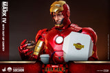 Hot Toys Marvel Comics Iron Man 2 Iron Man Mark IV with Suit-Up Gantry 1/4 Quarter Scale Collectibles Figure Set