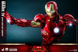 Hot Toys Marvel Comics Iron Man 2 Iron Man Mark IV with Suit-Up Gantry 1/4 Quarter Scale Collectibles Figure Set