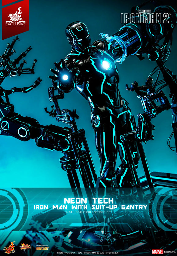 Hot Toys Marvel Comics Iron Man 2 Neon Tech Iron Man and Suit-Up Gantry 1/6 Scale Figure Set