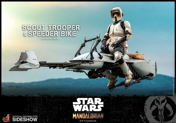 Hot Toys Star Wars The Mandalorian - Television Masterpiece Series Scout Trooper and Speeder Bike 1/6 Scale Collectible Figure Set