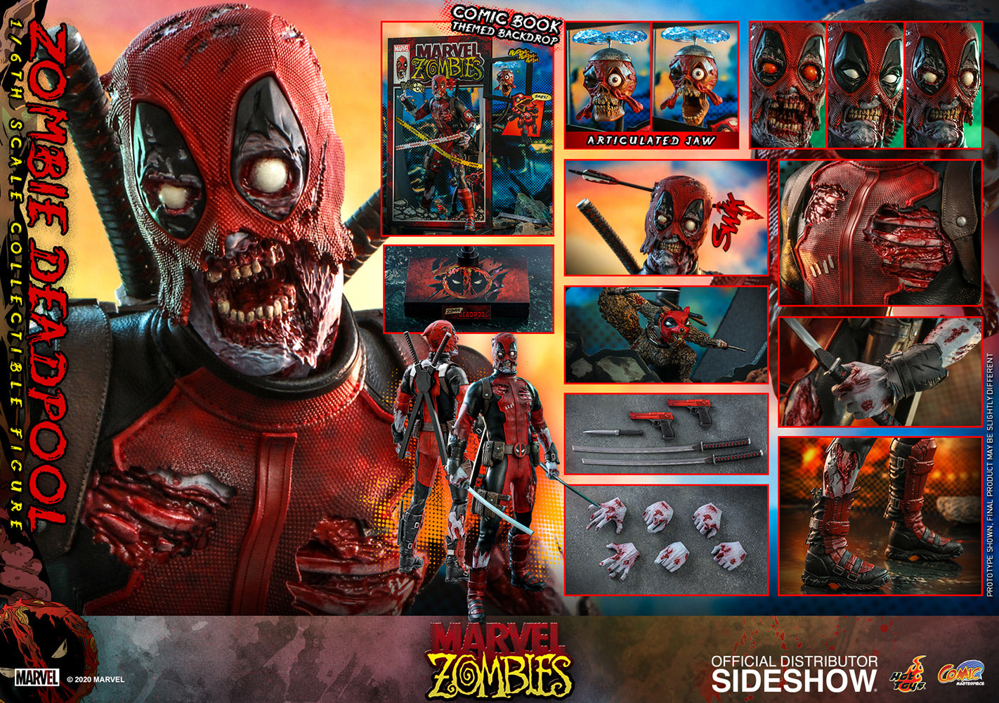 Hot Toys Marvel Comic Masterpiece Series Zombie Deadpool 1/6 Scale